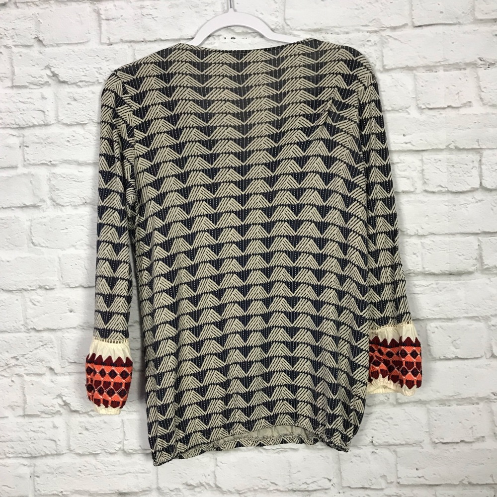 Kenar Boho Embroidered Peasant Sleeve Tassel Top - Picture 2 of 7